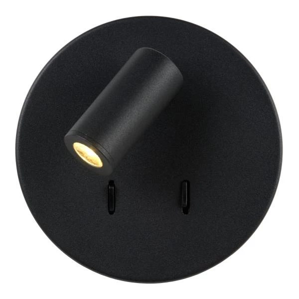 Lucide BENTJER - Bedlamp / Wandlamp - Ø 14 cm - LED - 3000K - Zwart - detail 2